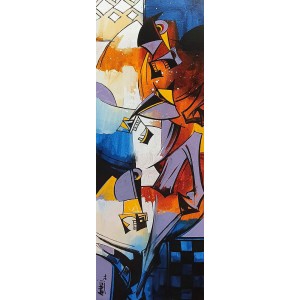 Ashkal, 12 x 36 Inch, Acrylic on Canvas, Abstract Painting, AC-ASH-226